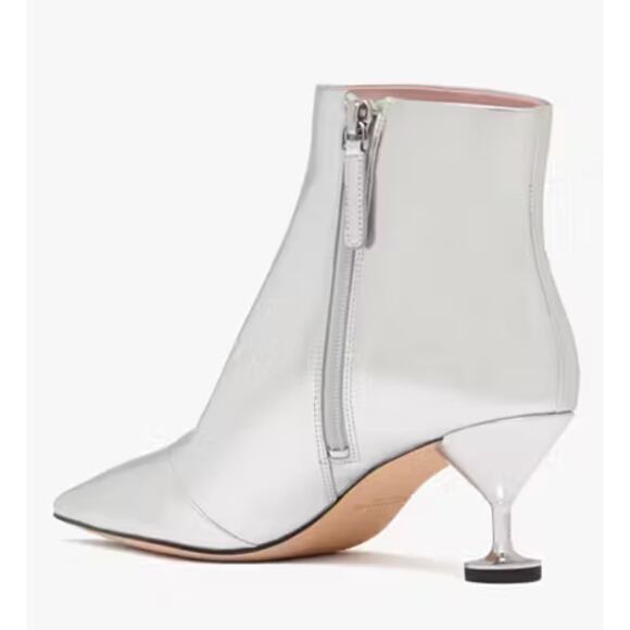 Kate Spade Women Garnish Zip-up Pump Booties Size 8.5 Silver NWT - Picture 4 of 8